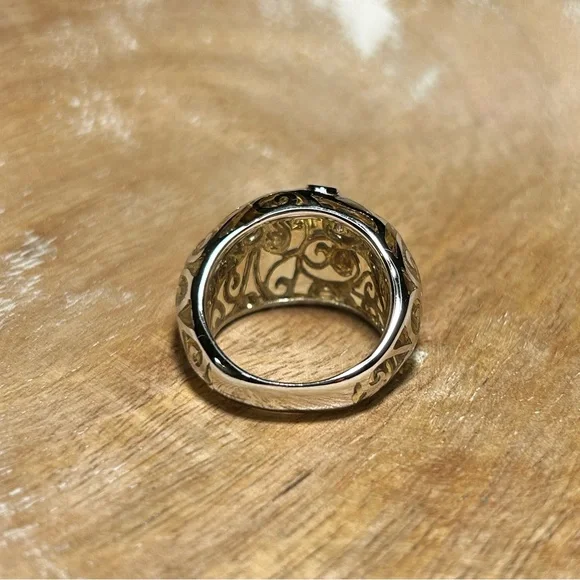 Angelique De Paris Clear Resin & White Topaz Contessa Dome Sterling Silver Ring